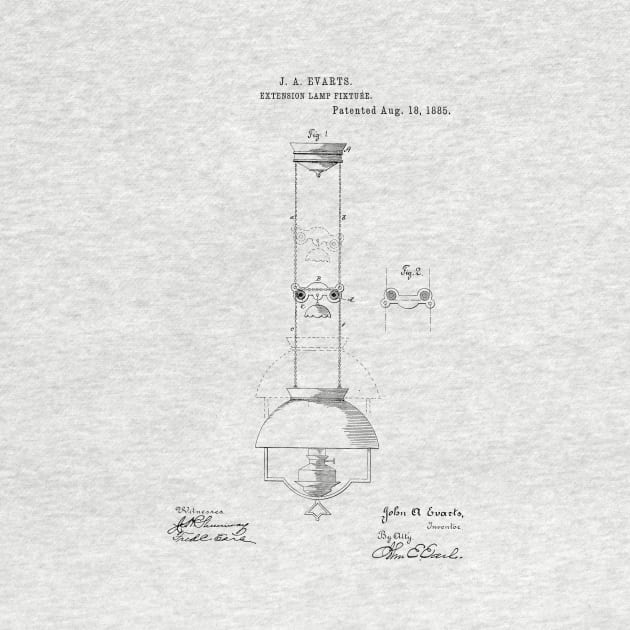 Extension Lamp Fixture Vintage Patent Hand Drawing by TheYoungDesigns